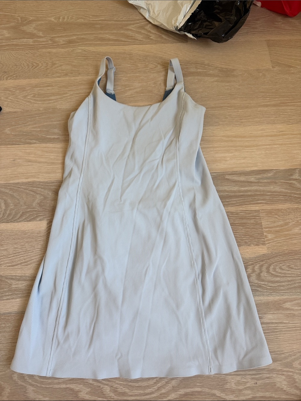 SPANX Light Blue Ribbed A-Line Mini Dress